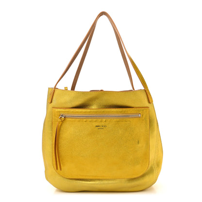 Jimmy Choo Metallic Nappa Suede Stevie Reversible Tote Saffron Caramel 1 of 9