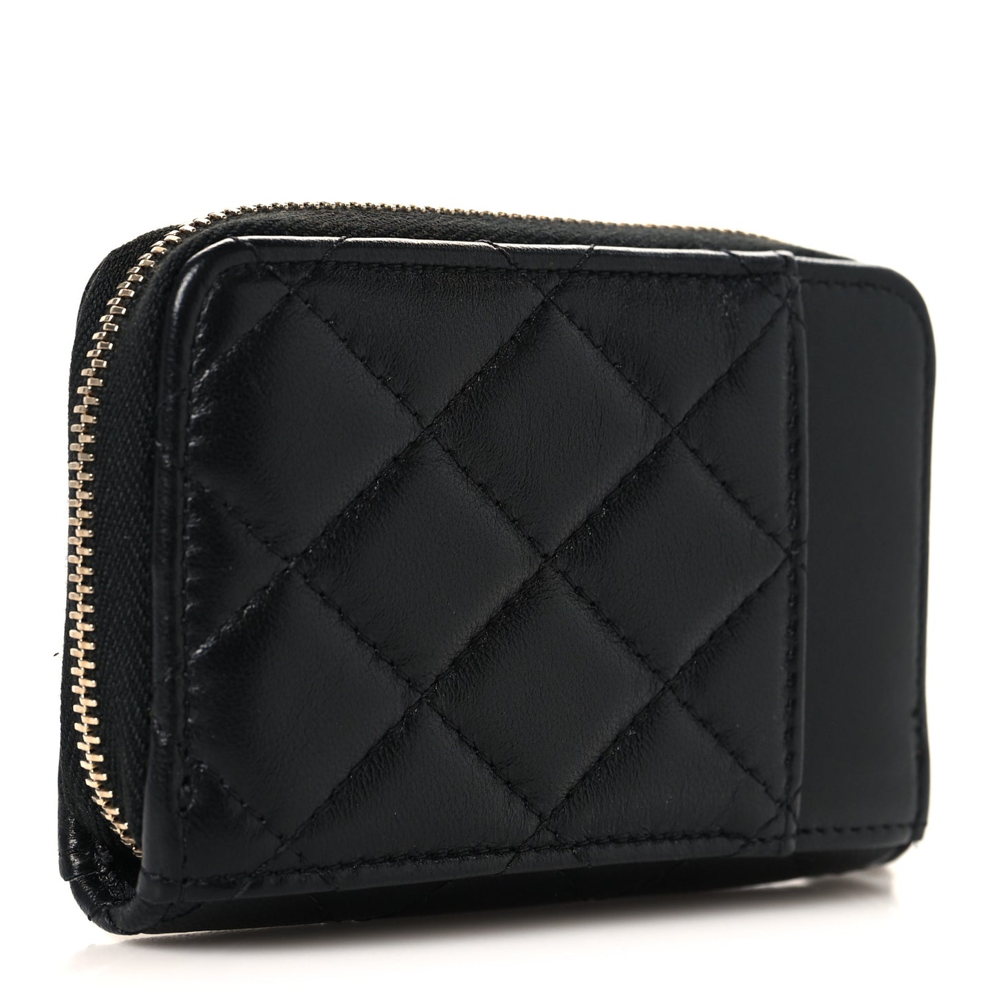 Caviar Quilted Zip Card Holder Black
