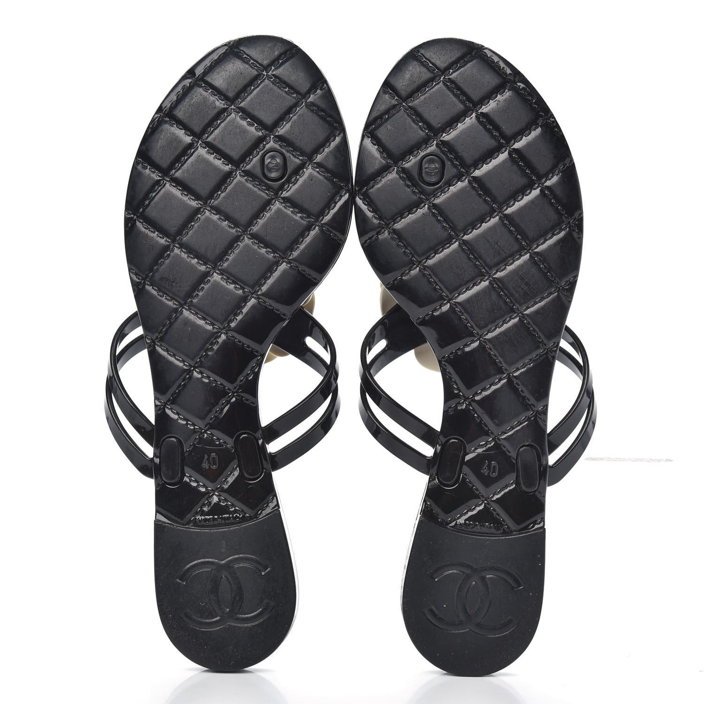 Jelly Camellia Thong Sandals 40 Black Ivory