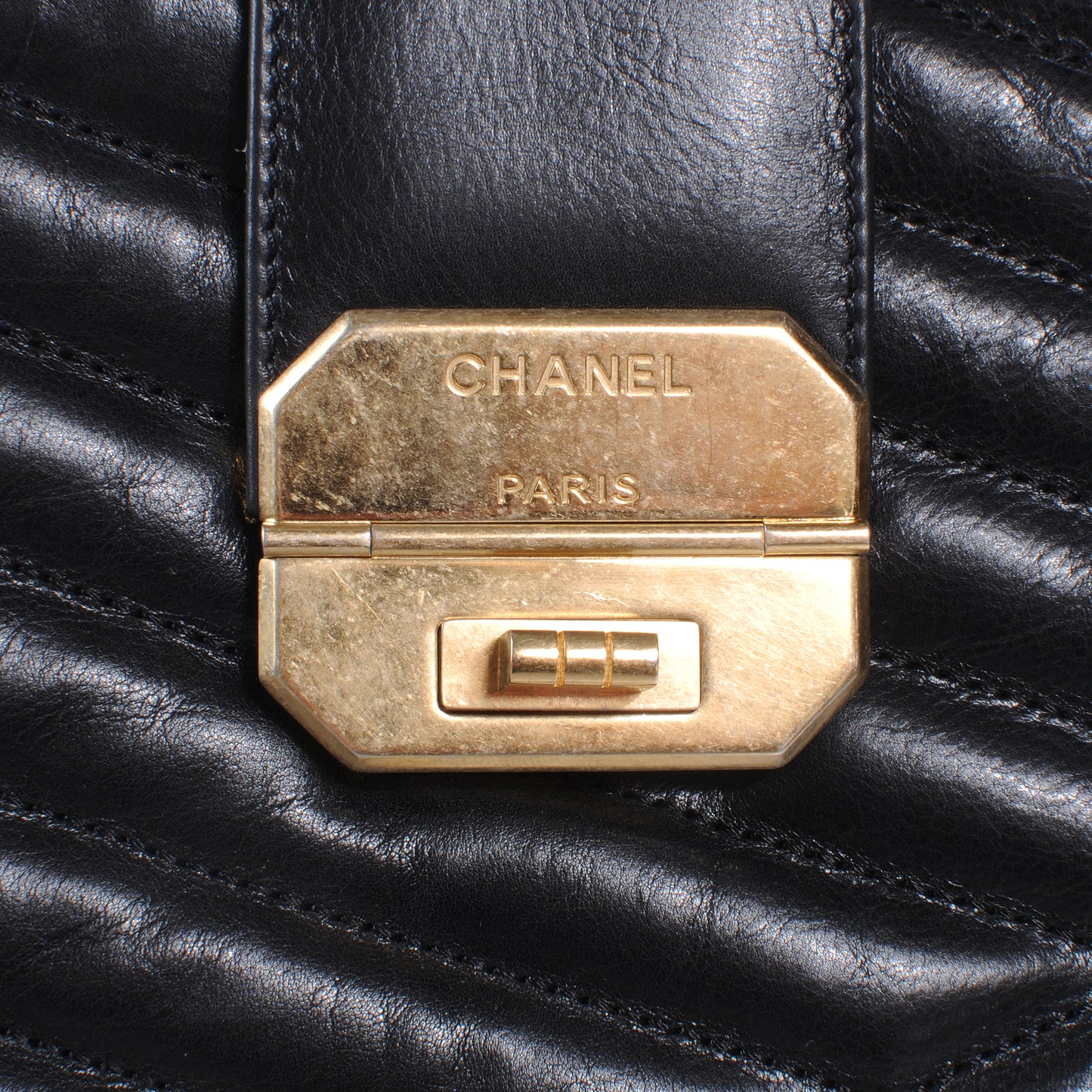 Calfskin Chevron Gabrielle Tote Black