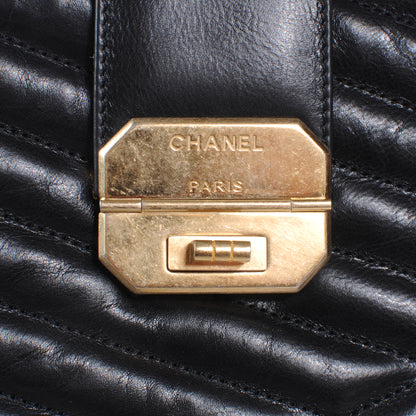 Chanel Calfskin Chevron Gabrielle Tote Black 5 of 10