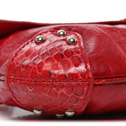 Dolce & Gabbana Snakeskin Eel O-Ring Baguette Shoulder Bag Red 8 of 9