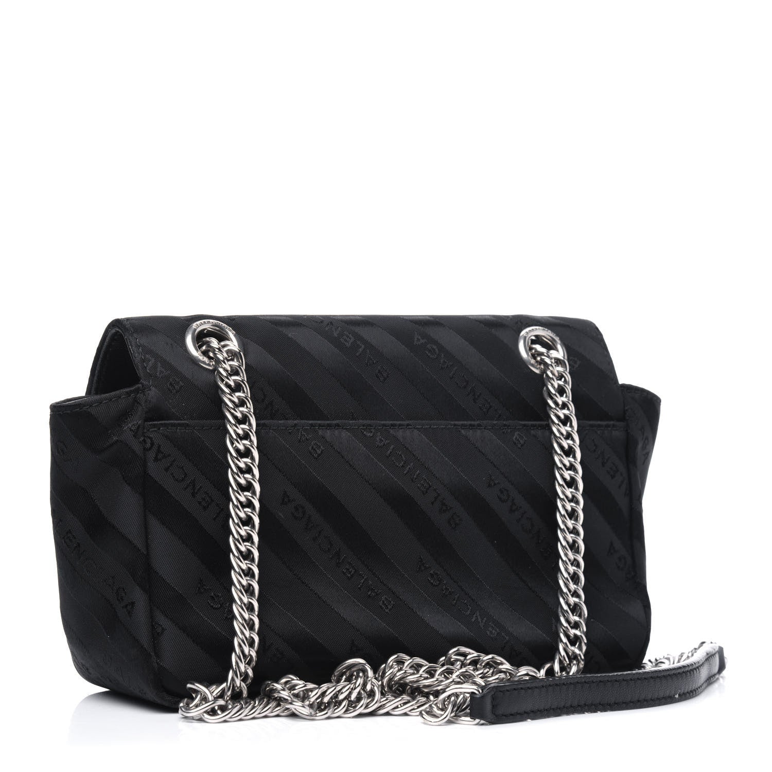 Balenciaga Nylon Jacquard Diagonal Logo S BB Round Shoulder Bag Black 2 of 6