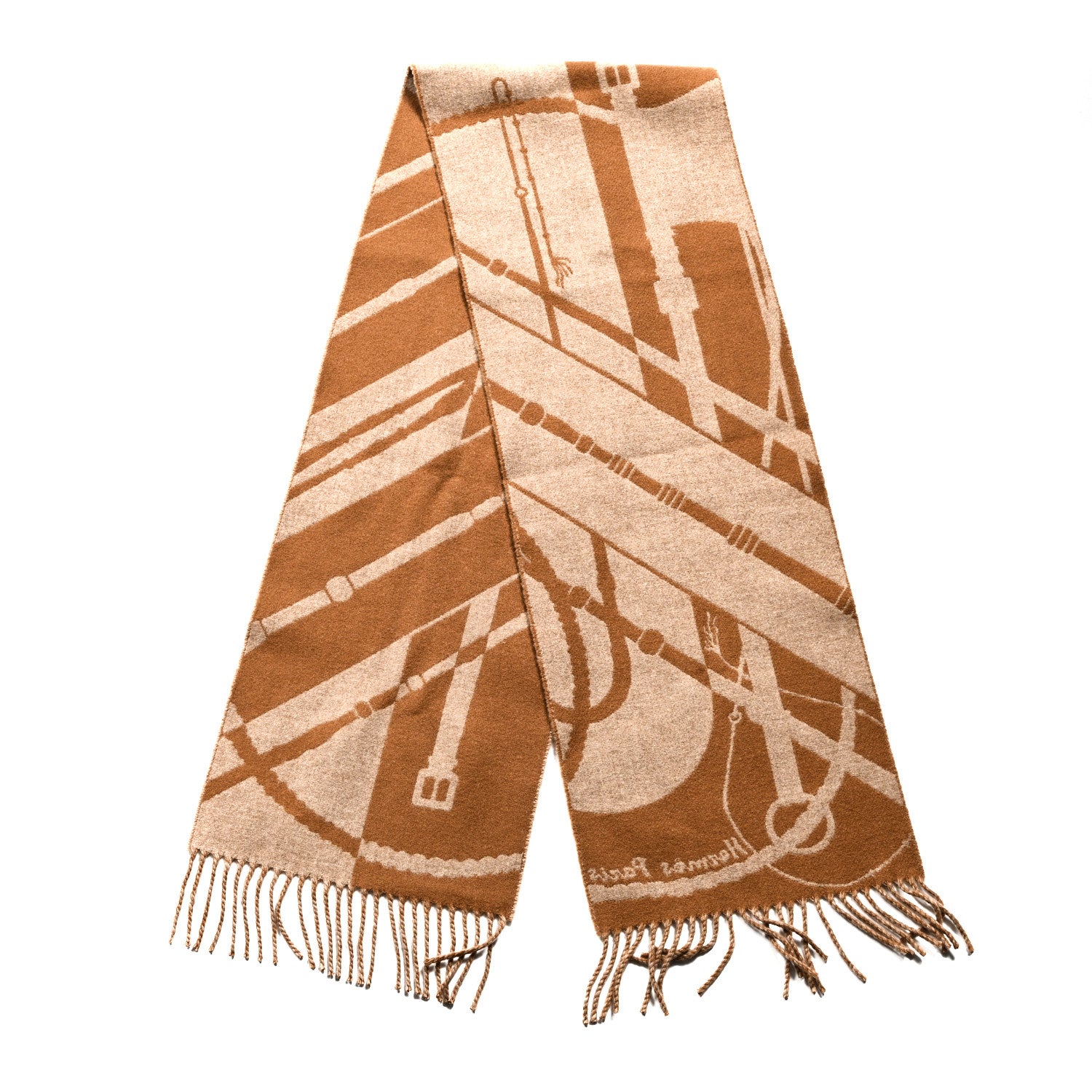 Hermes Cashmere Clic-Clac Muffler Camel Beige 2 of 3