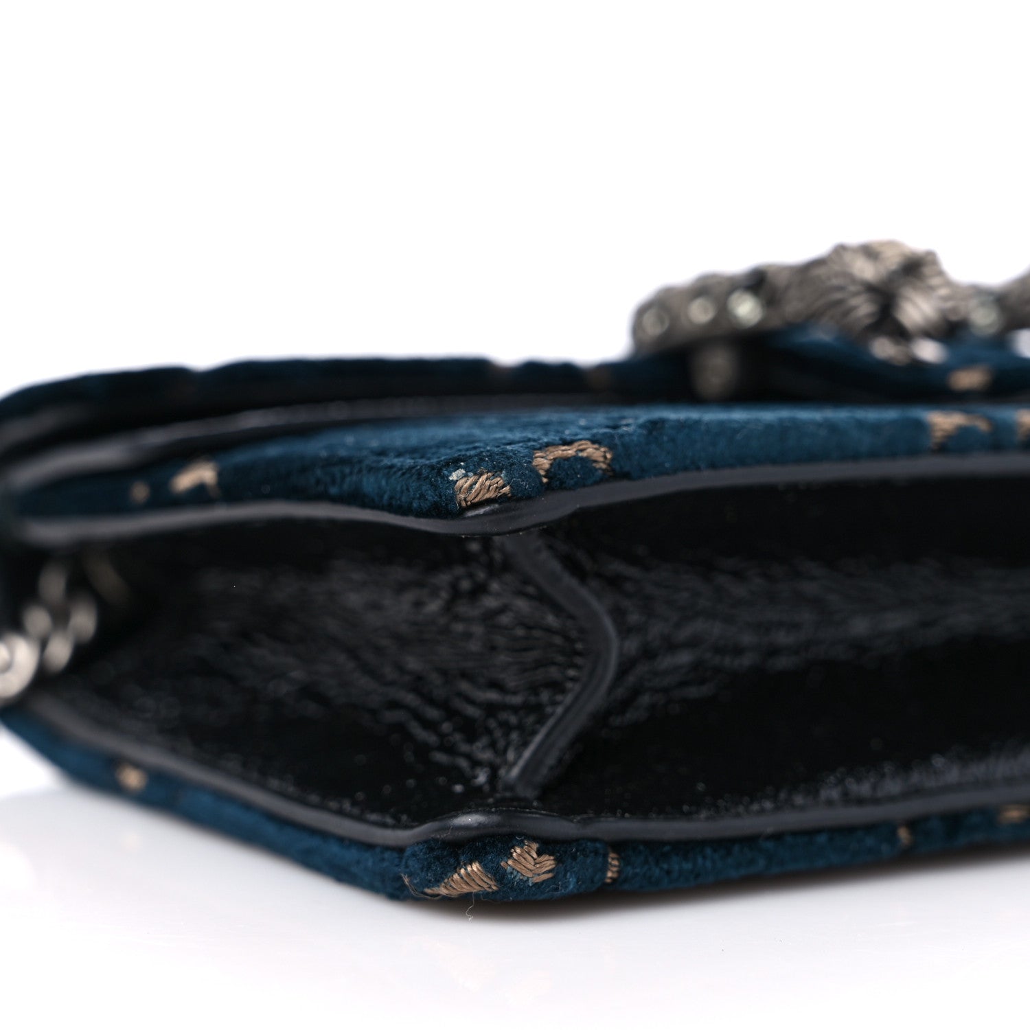 Gucci Velvet GG Monogram Super Mini Dionysus Shoulder Bag Blue Beige Black 7 of 9