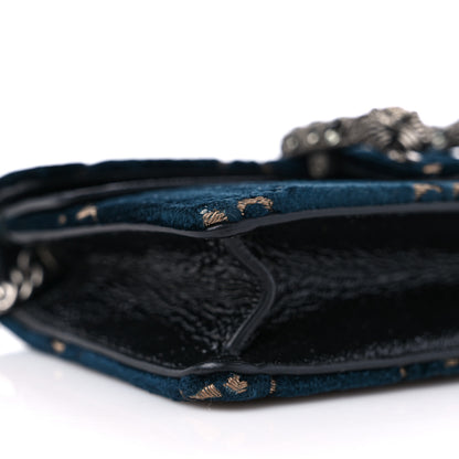 Gucci Velvet GG Monogram Super Mini Dionysus Shoulder Bag Blue Beige Black 7 of 9