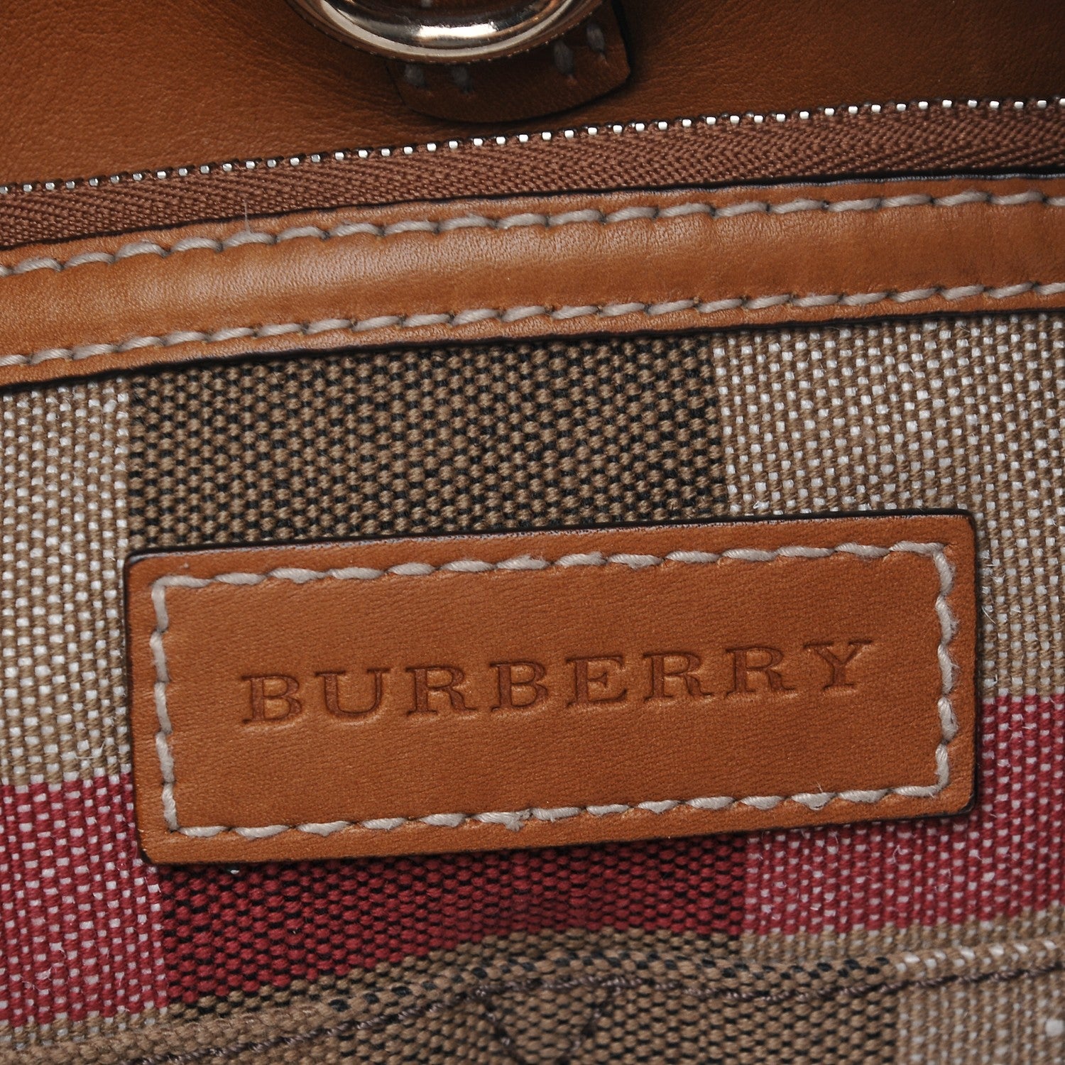 Burberry Canvas Mega Check Medium Susanna Hobo Saddle Brown 6 of 8