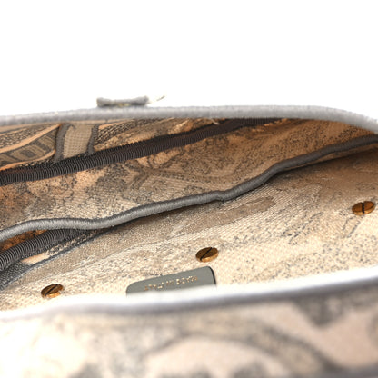 Christian Dior Canvas Embroidered Toile de Jouy Saddle Bag Gray 5 of 9