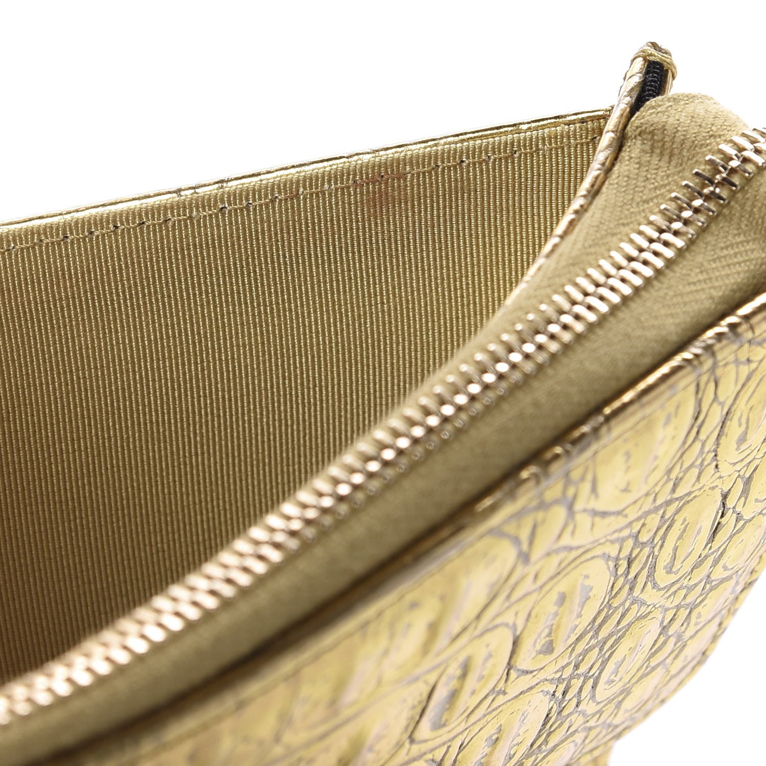 Chanel Calfskin Crocodile Embossed Cocodile Pouch With Chain Handle Gold 9 of 9