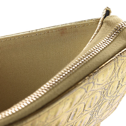 Chanel Calfskin Crocodile Embossed Cocodile Pouch With Chain Handle Gold 9 of 9