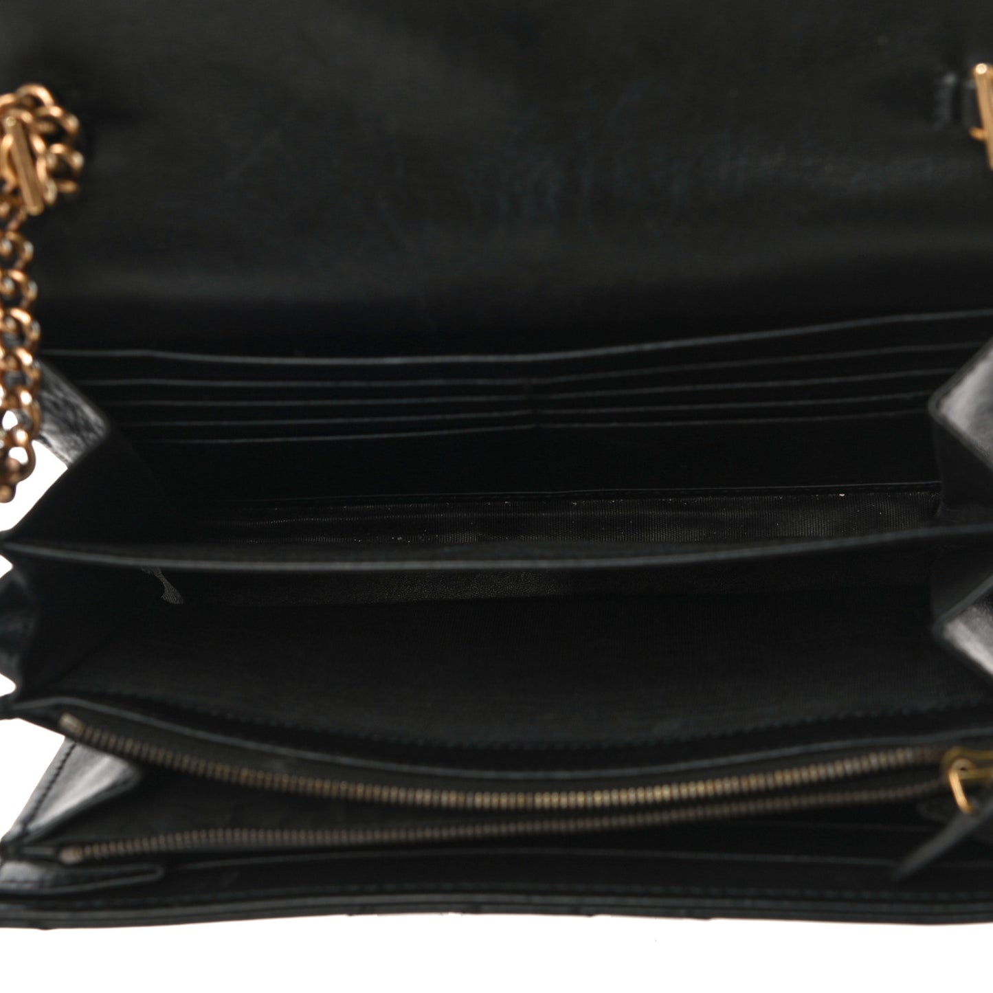 Calfskin Matelasse GG Marmont Chain Wallet Black
