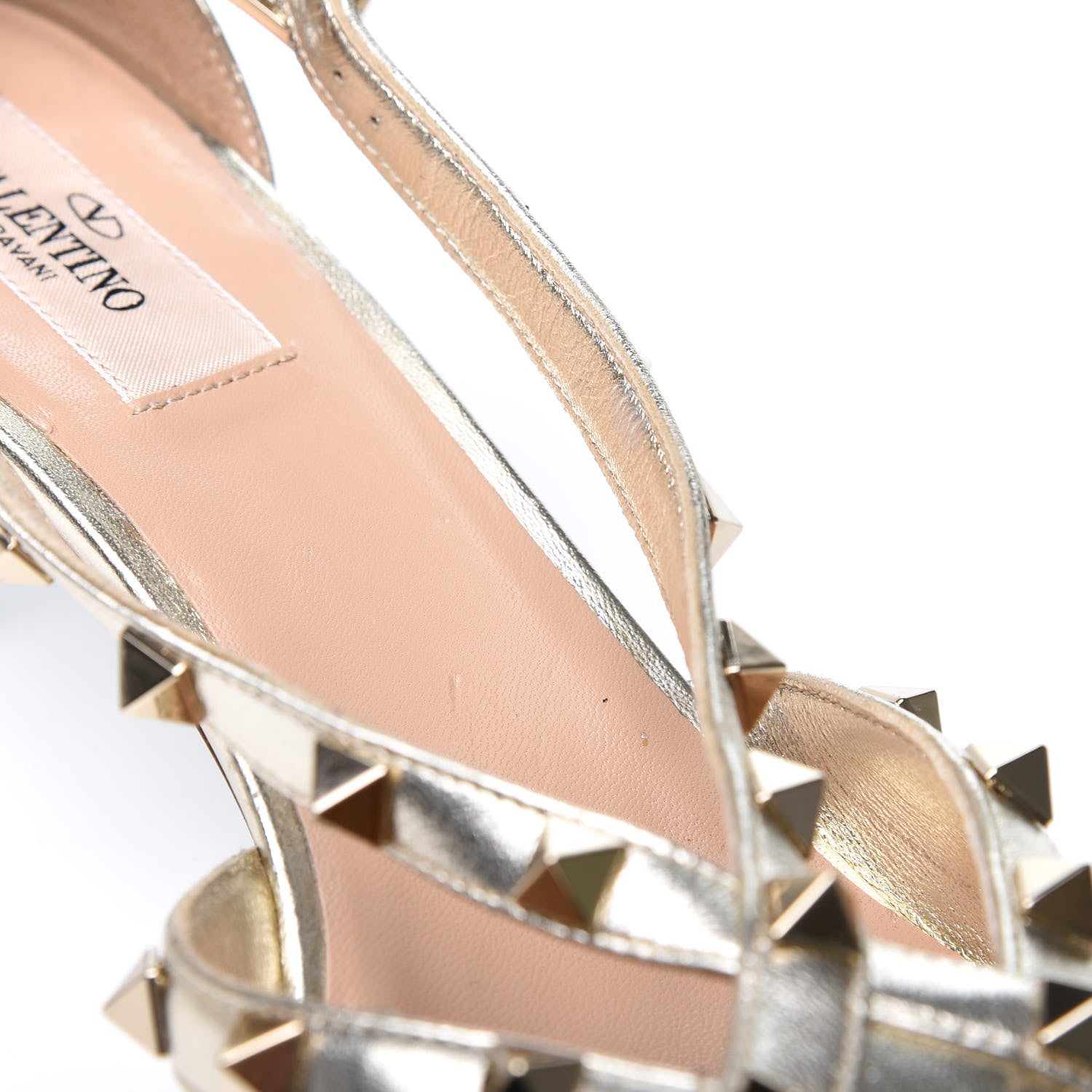 Valentino Garavani Metallic Nappa Rockstud Cross Strap D'Orsay 55mm Pumps 40 Platino 9 of 13