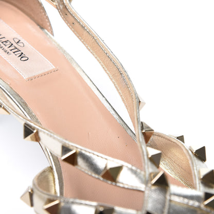 Valentino Garavani Metallic Nappa Rockstud Cross Strap D'Orsay 55mm Pumps 40 Platino 9 of 13