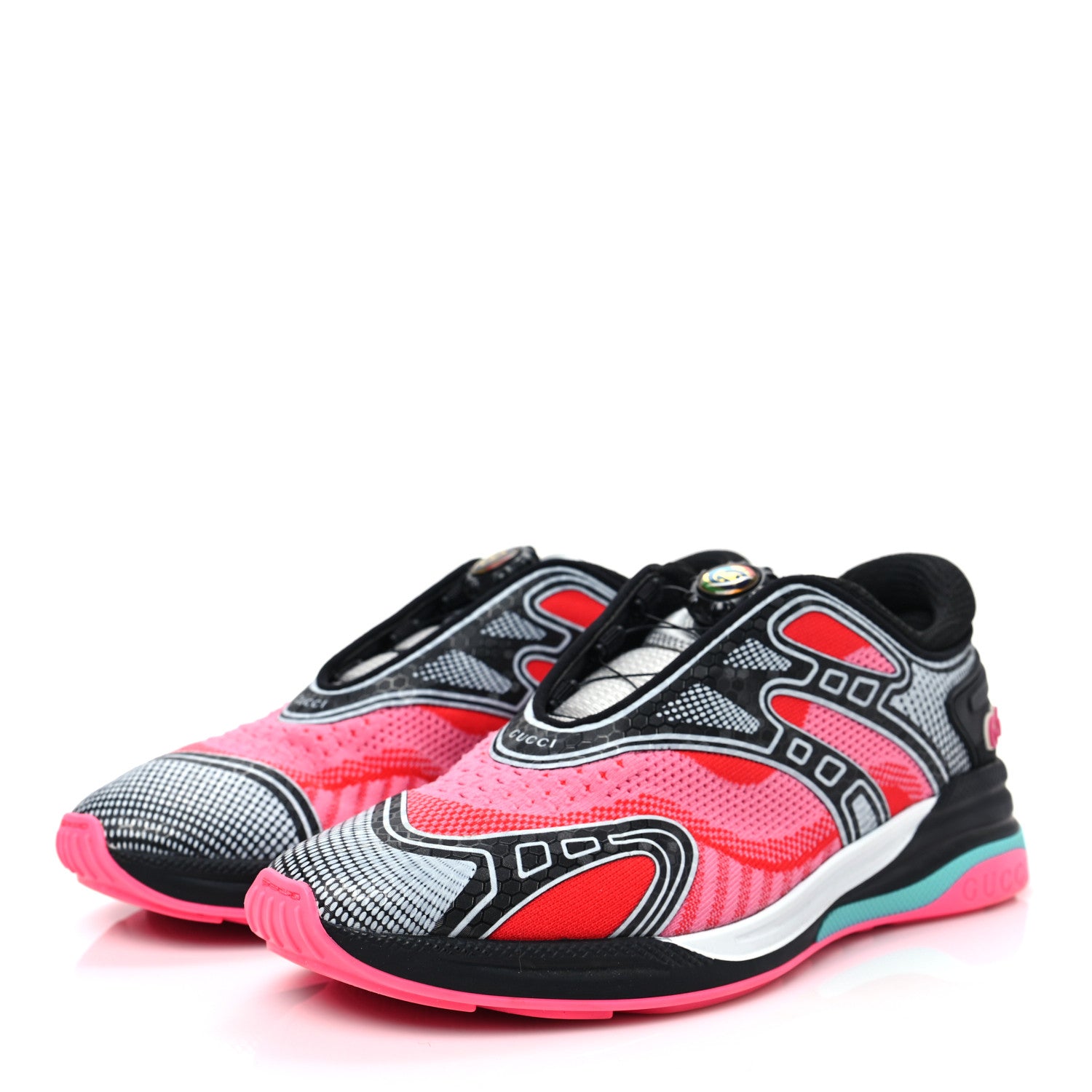 Gucci Fabric Womens Ultrapace R Mid Top Sneakers 39.5 Pink Bright Red 3 of 9