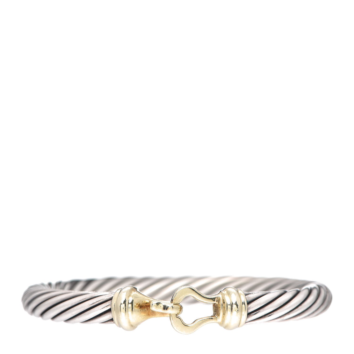 David Yurman Sterling Silver 14K Yellow Gold 7mm Cable Classic Buckle Bracelet 1 of 5