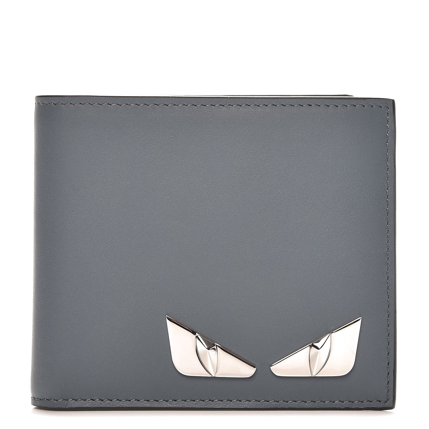 Fendi Calfskin Metal Monster Eyes Bi-Fold Wallet Tempesta 1 of 8