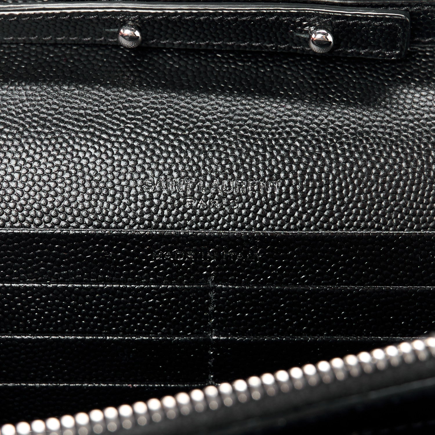 Saint Laurent Grain De Poudre Matelasse Chevron Monogram Chain Wallet Black 6 of 10