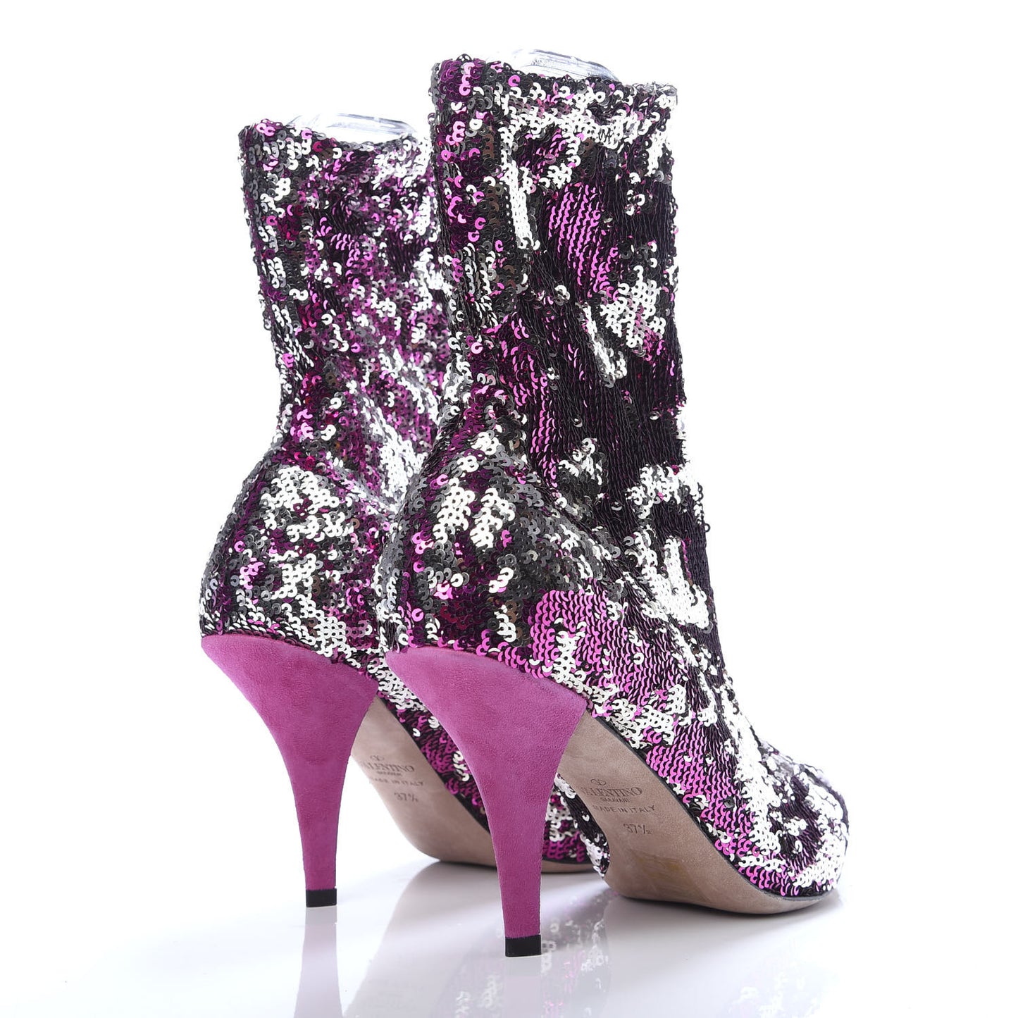 Sequin Ankle Boots 37.5 Pink Silver