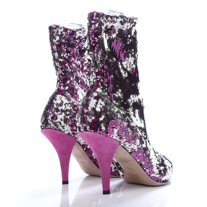 Valentino Garavani Sequin Ankle Boots 37.5 Pink Silver 4 of 7