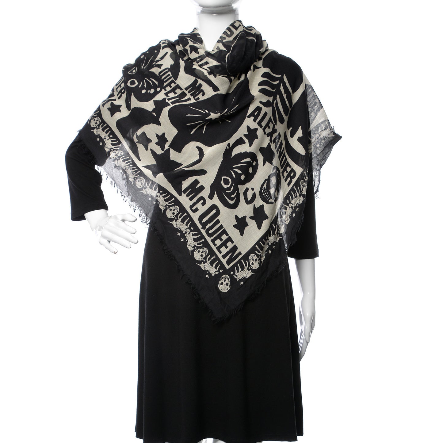 Modal Silk Fairy Tale Scarf Black White