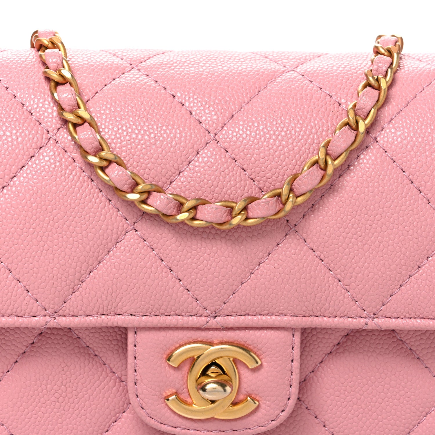 Chanel Shiny Caviar Quilted Mini Top Handle Flap Pink 8 of 10