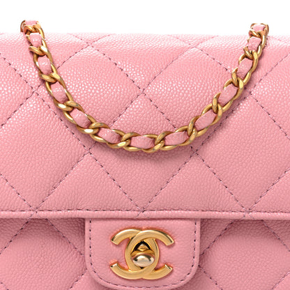 Chanel Shiny Caviar Quilted Mini Top Handle Flap Pink 8 of 10