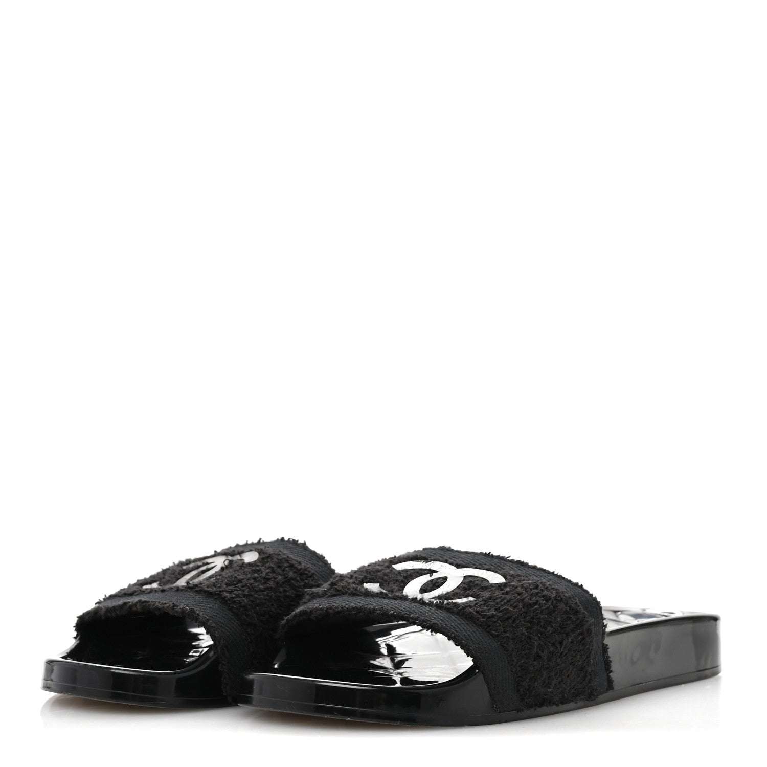 Chanel PVC Fabric CC Flat Slide Sandals 39 Black 4 of 8