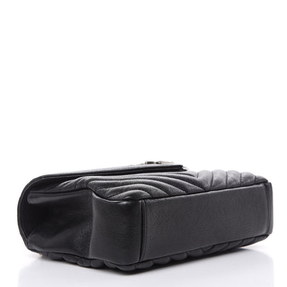 Saint Laurent Sheepskin Matelasse Chevron Monogram Medium College Bag Black 4 of 10