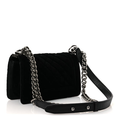 Chanel Velvet Quilted Small Boy Flap Black 3 of 12