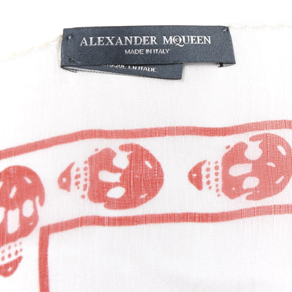 Alexander McQueen Silk Chiffon Skull Scarf Red White 3 of 3