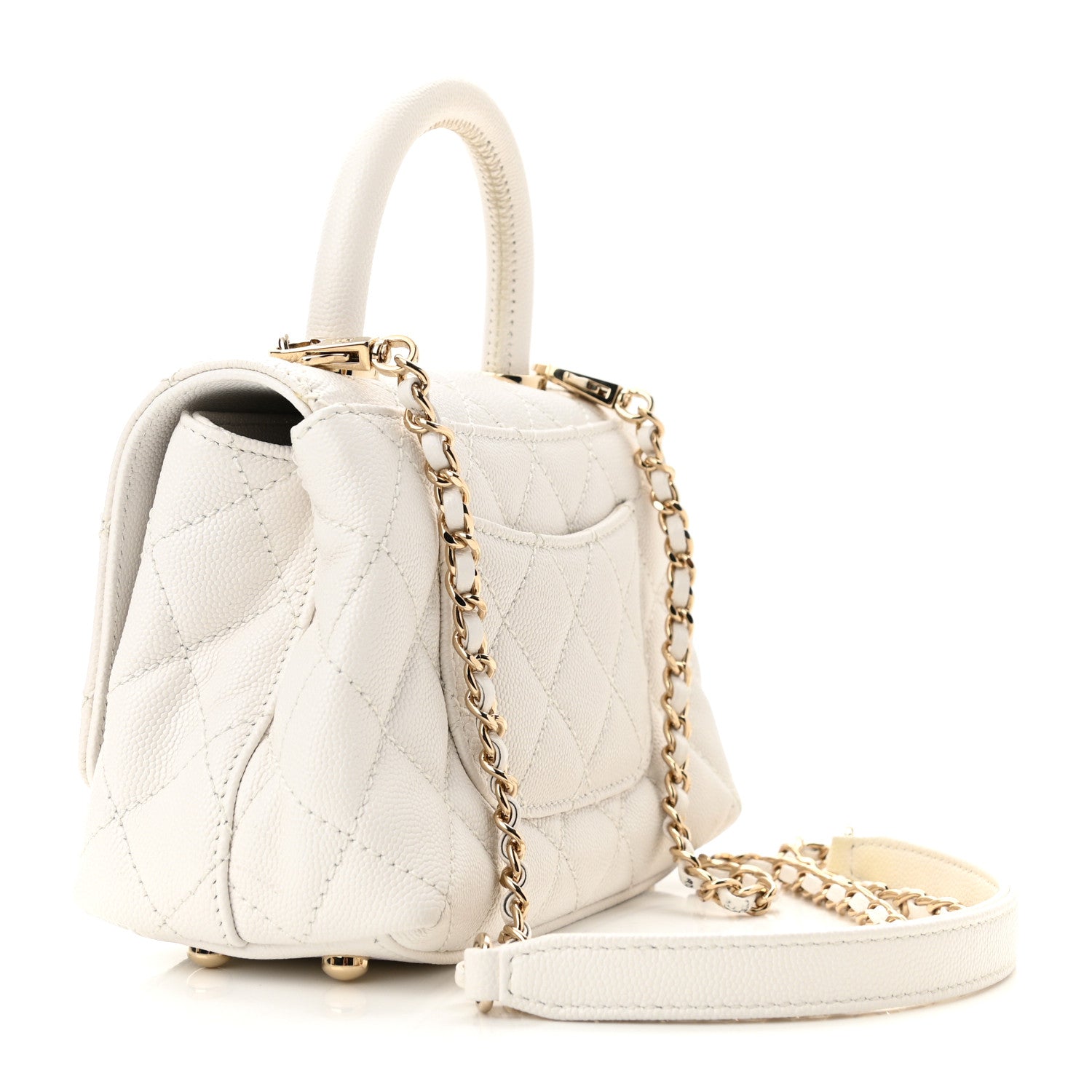Chanel Caviar Quilted Extra Mini Coco Handle Flap White 3 of 11