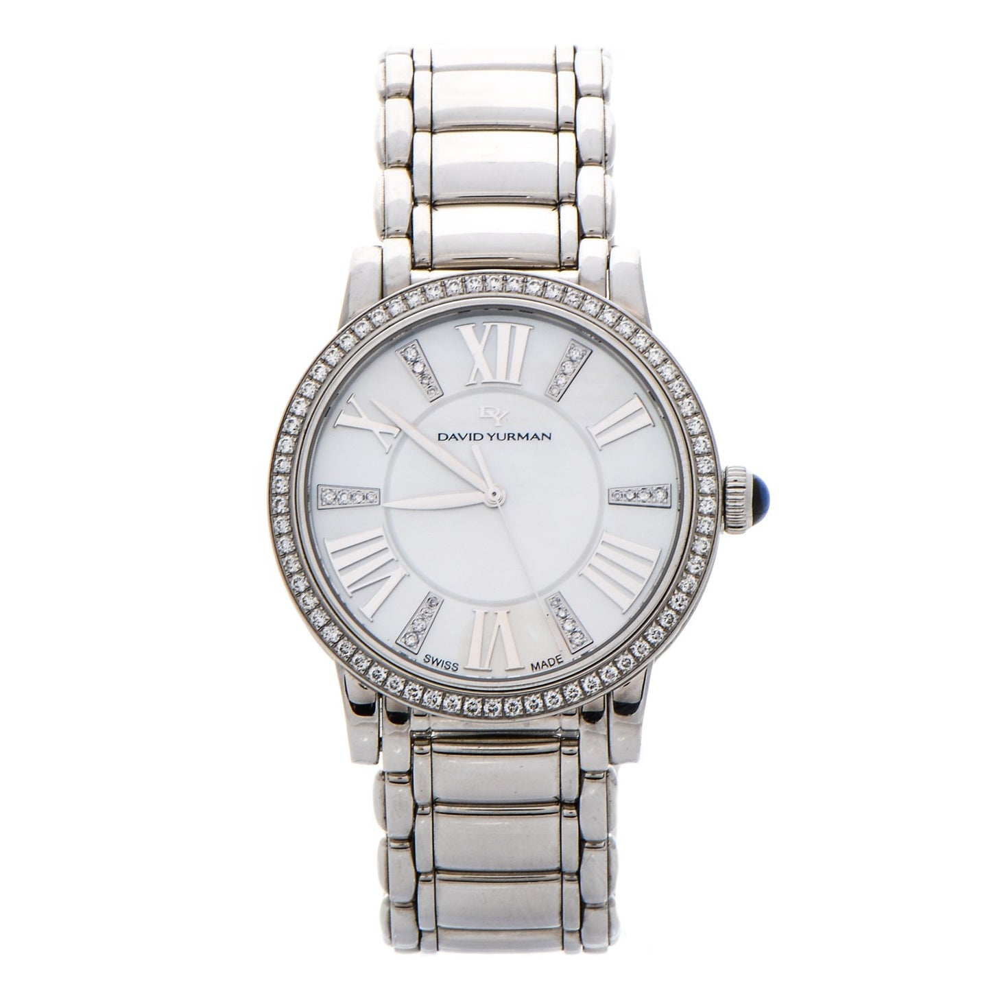 Stainless Steel Diamond Bezel Mother of Pearl 38mm Classic Quartz Watch