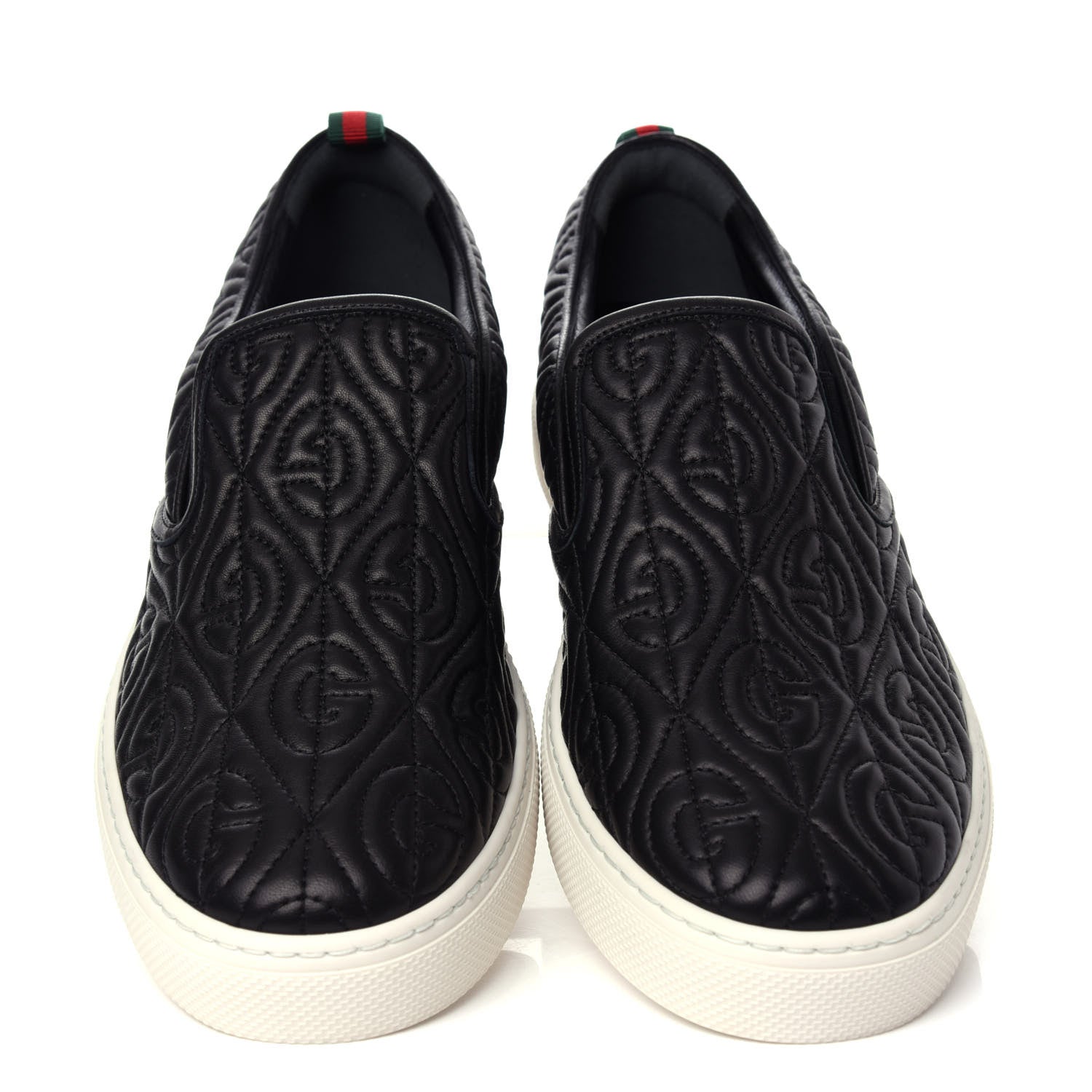 Gucci Nappa Web G Rhombus Quilted Mens Slip On Sneakers 10 Black 5 of 11