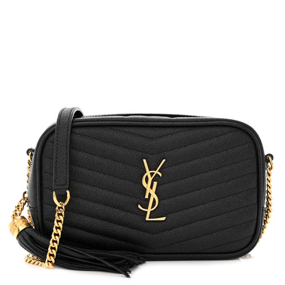Saint Laurent Grain De Poudre Matelasse Monogram Mini Lou Camera Bag Black 1 of 14