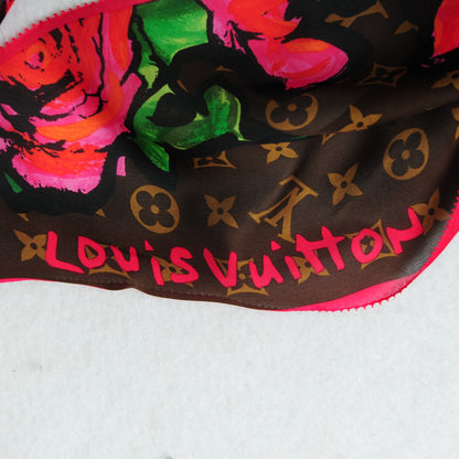 Louis Vuitton Silk Monogram Roses Scarf Marron 4 of 6