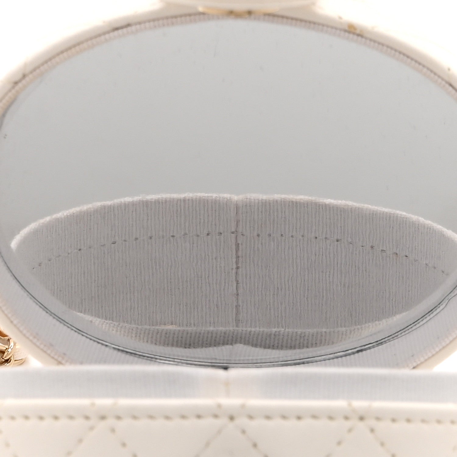 Chanel Lambskin Quilted Round Mini Vanity Case With Chain Case With Chain White 6 of 13