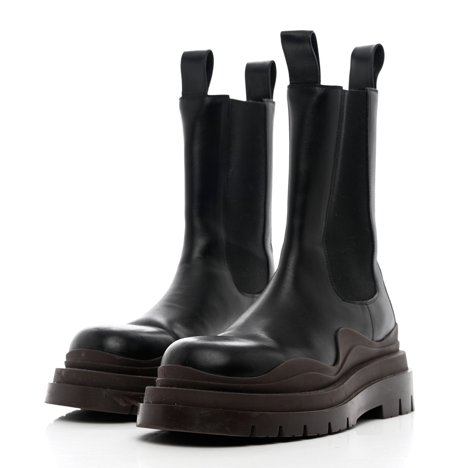Bottega Veneta Calfskin Mens The Tire Chelsea Boots 42 Black Camping 3 of 19