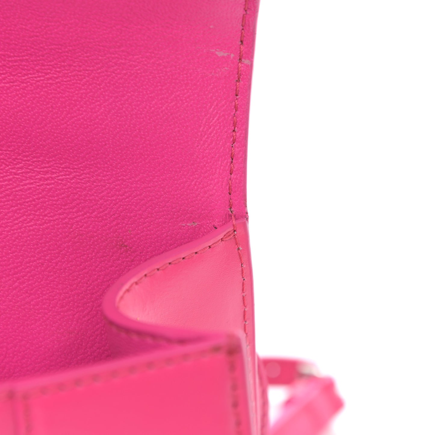 Shiny Box Calfskin Hourglass Top Handle Bag XS Acid Fuchsia