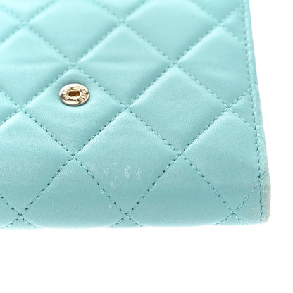 Chanel Lambskin Quilted Compact Flap Wallet Light Blue 17 of 18