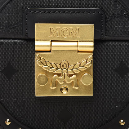 MCM Monogram Coated Canvas Studded Berlin Tambourine Round Crossbody Black 8 of 8