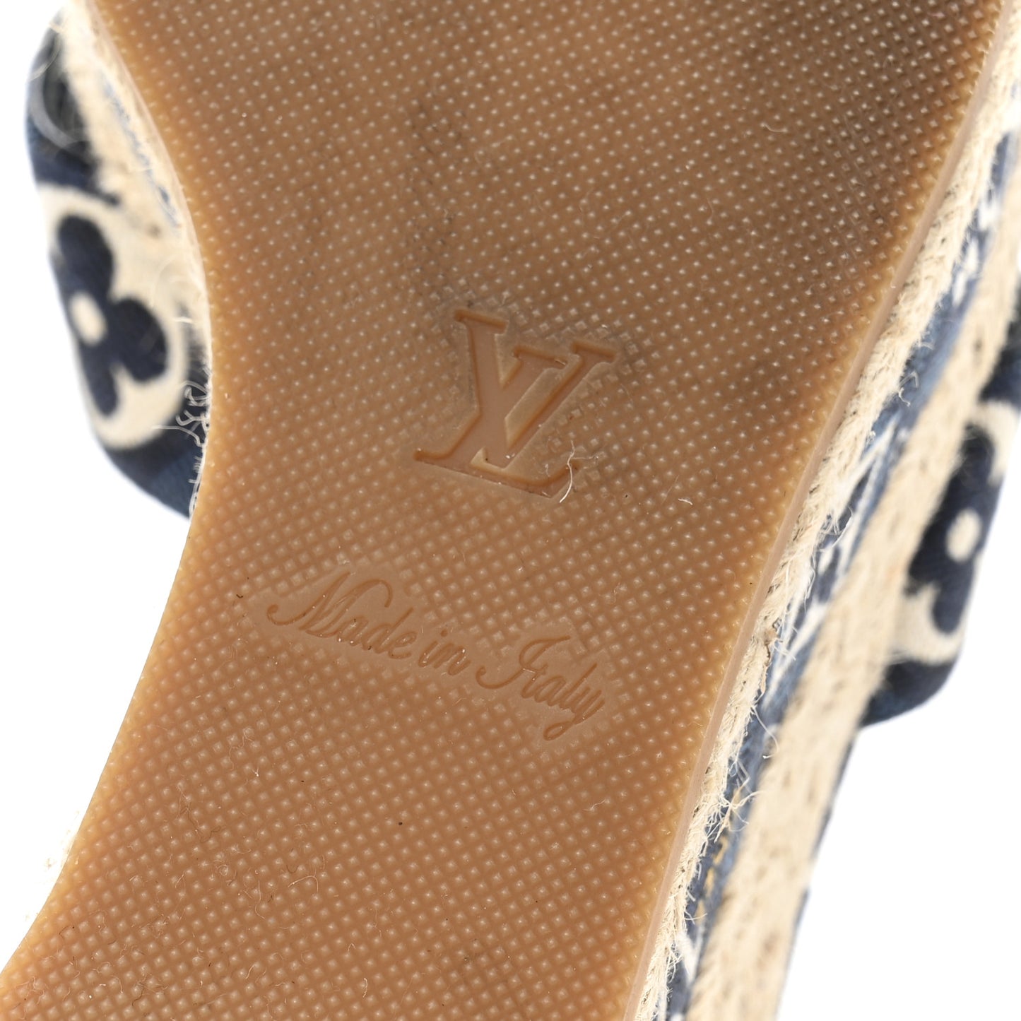 Jacquard Calfskin Since 1854 Boundary Wedge Sandals 36 Blue