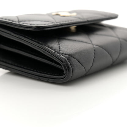 Chanel Lambskin Quilted Pearl Card Holder With Chain Black 9 of 12