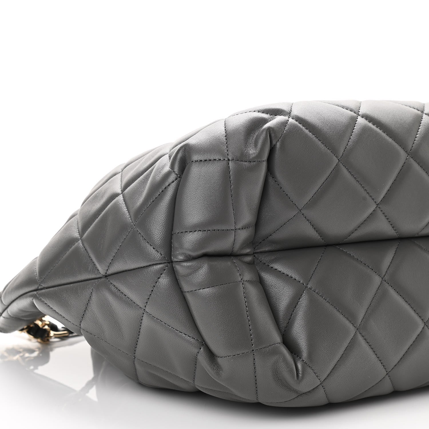 Chanel Lambskin Quilted CC Dweller Drawstring Tote Grey 9 of 10