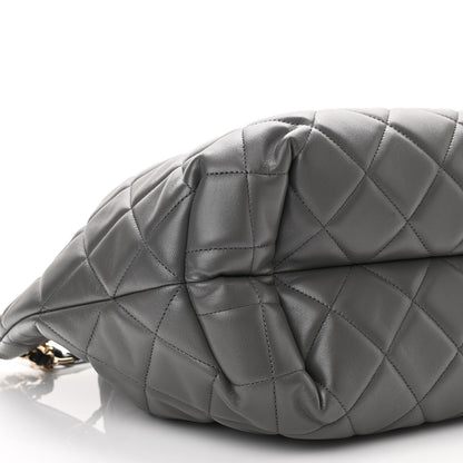 Chanel Lambskin Quilted CC Dweller Drawstring Tote Grey 9 of 10