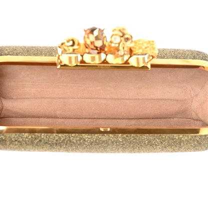 Alexander McQueen Glitter Skull Knuckle Box Clutch Black Gold 5 of 8