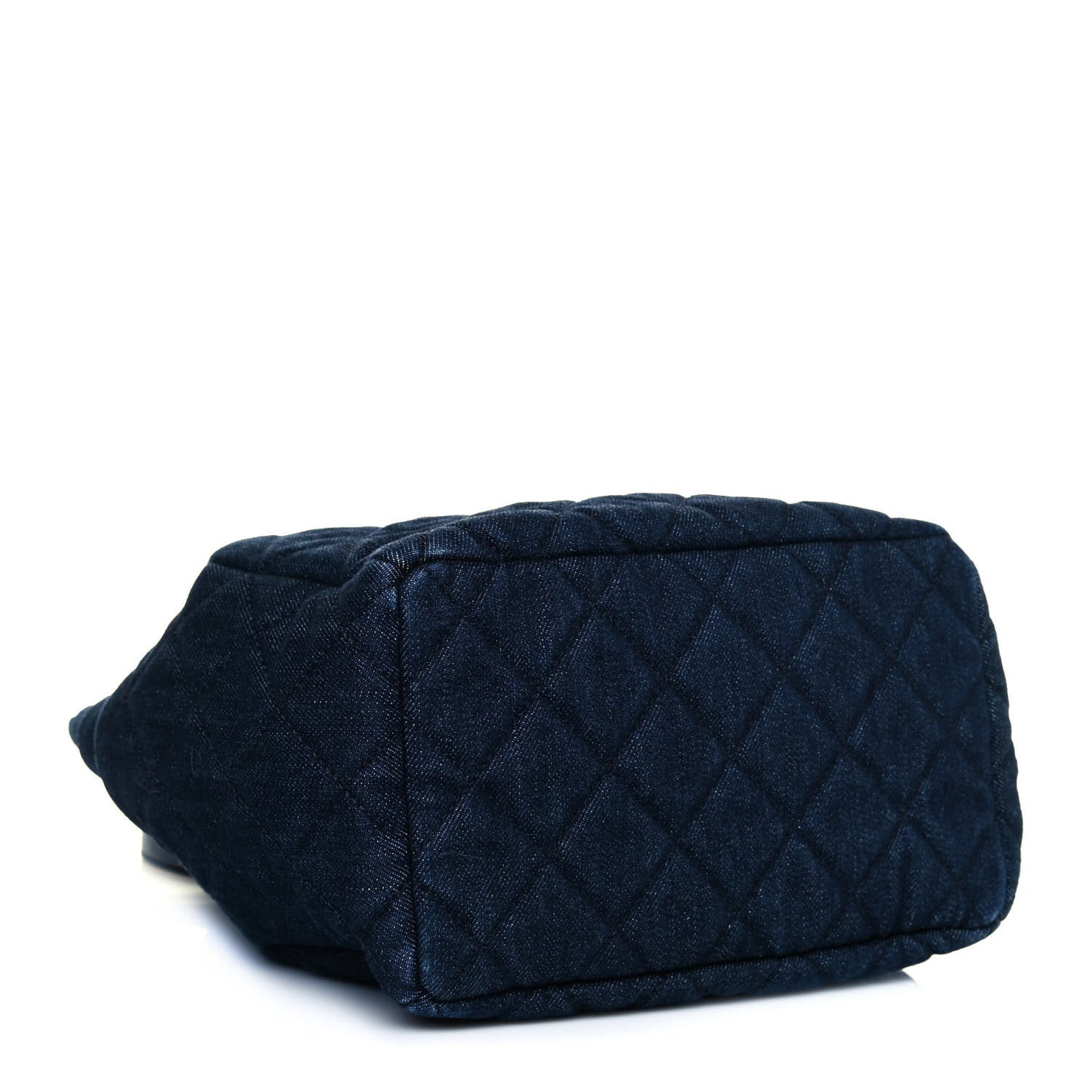 Washed Denim Quilted Small Urban Spirit Drawstring Bag Dark Blue