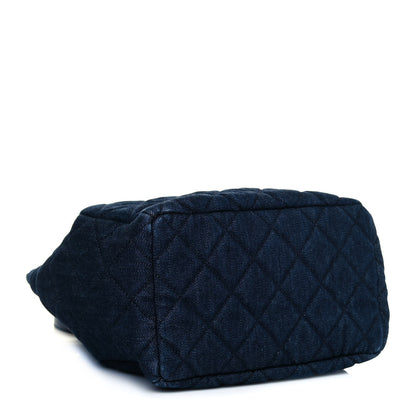 Chanel Washed Denim Quilted Small Urban Spirit Drawstring Bag Dark Blue 4 of 12