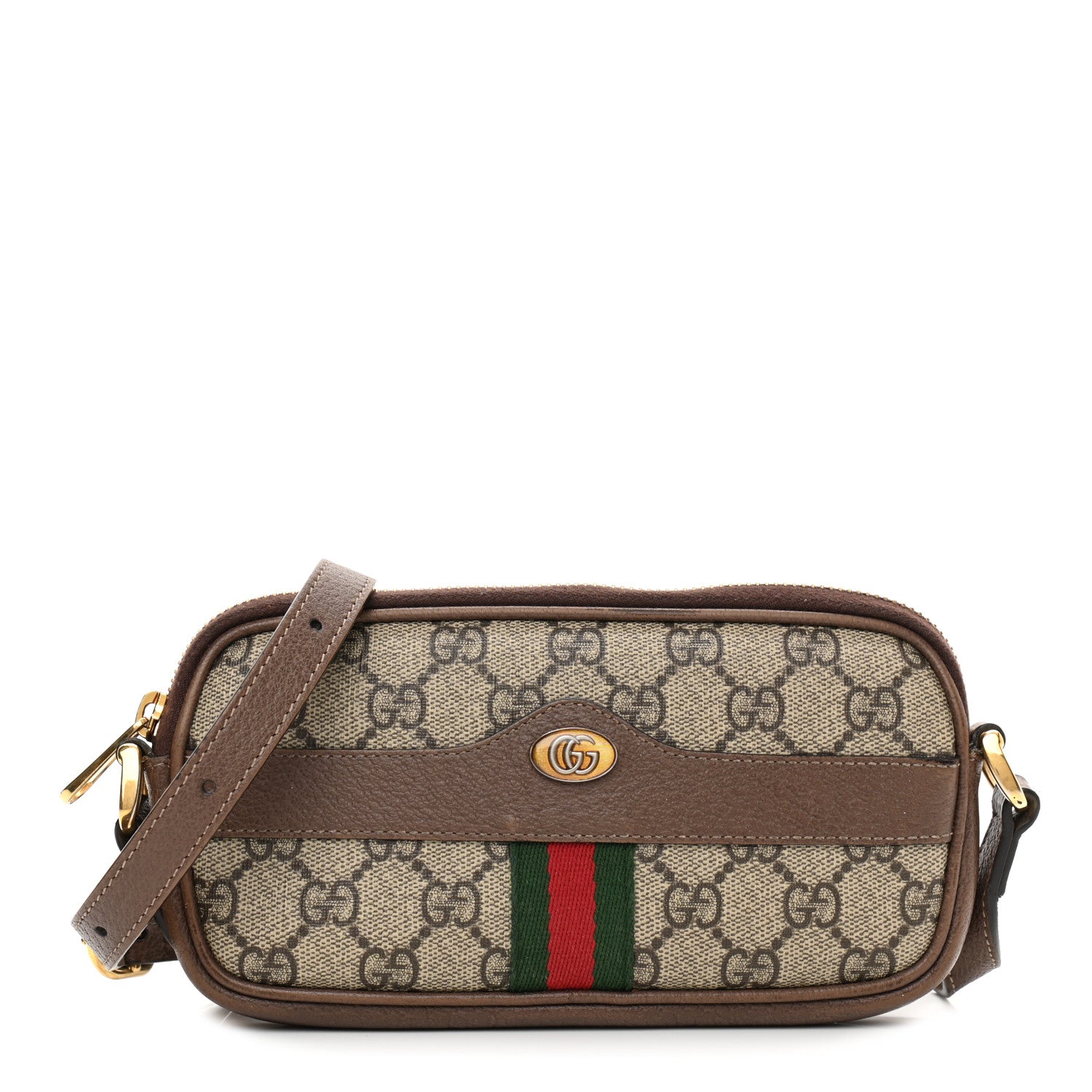 Gucci GG Supreme Monogram Web Mini Ophidia GG Bag Brown 1 of 10