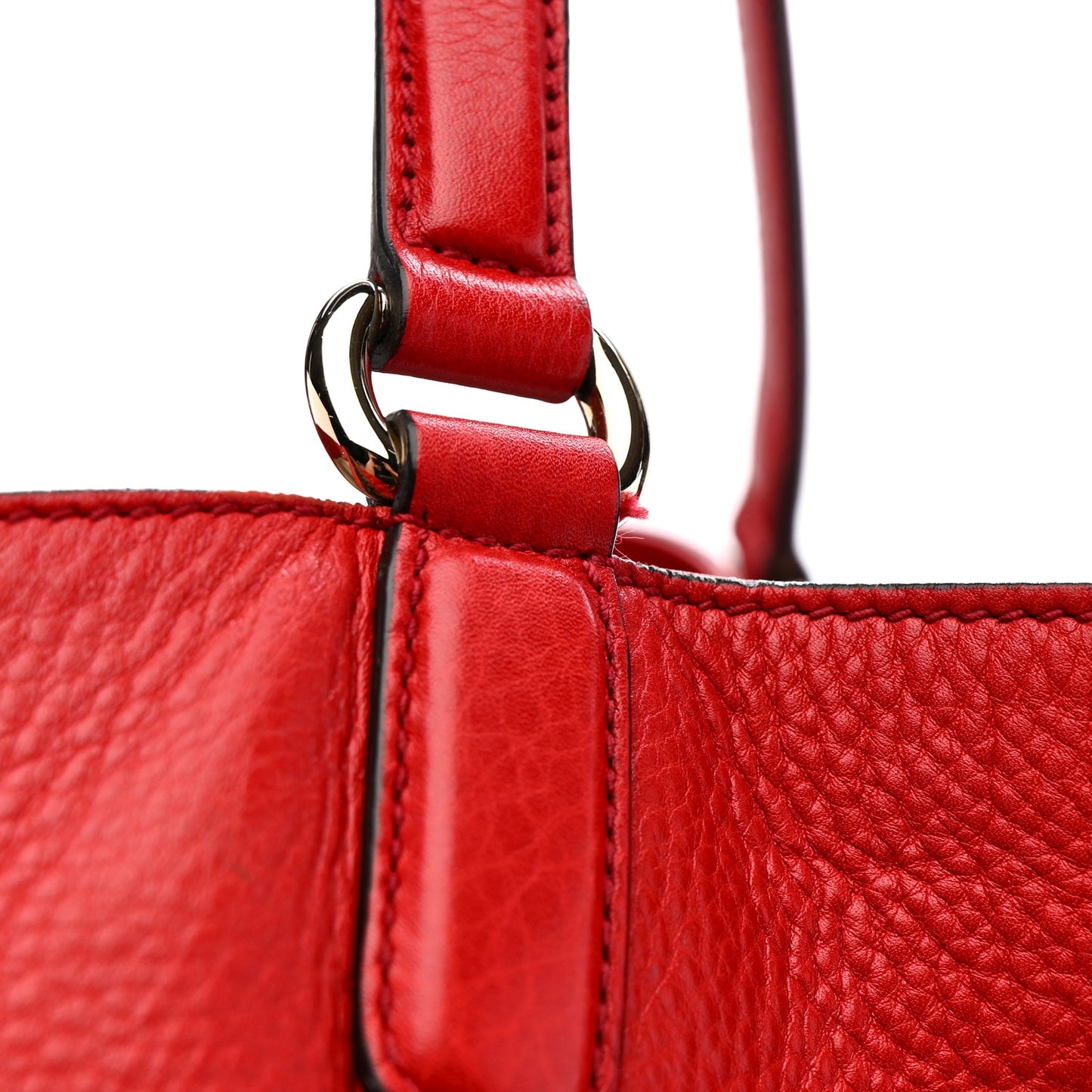 Pebbled Calfskin Large Soho Shoulder Bag Red Red