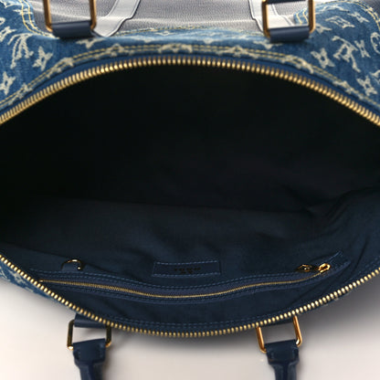Louis Vuitton X NIGO Taurillon Monogram Denim Drip Keepall Bandouliere 50 Blue 5 of 8